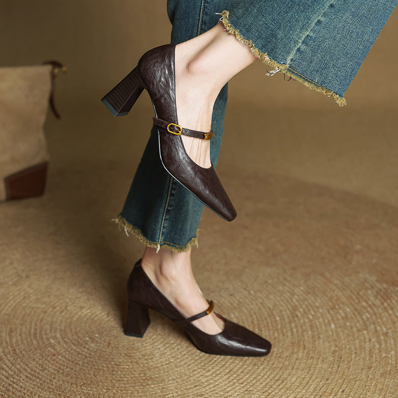 Marleon Leather Strap Pumps