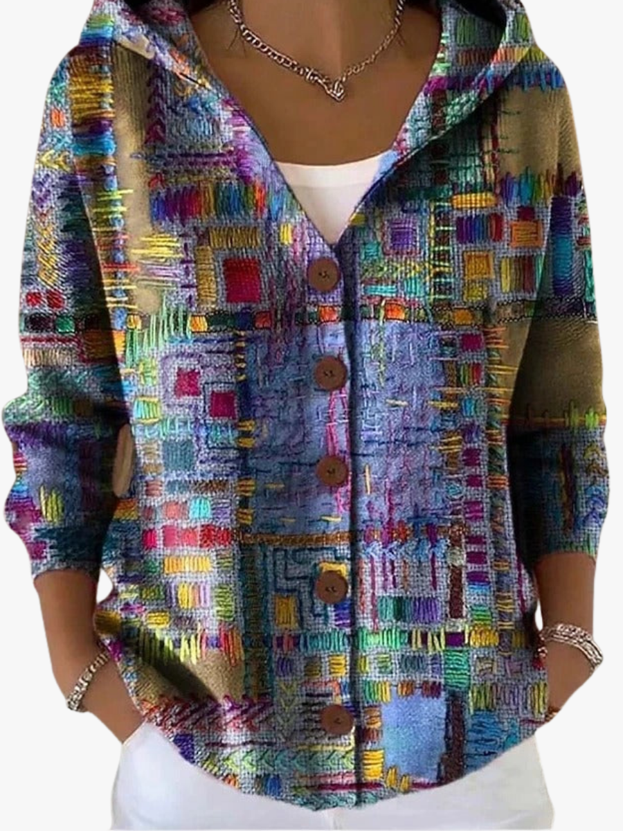 PATCHWORK HOODED VEST FOR WOMEN