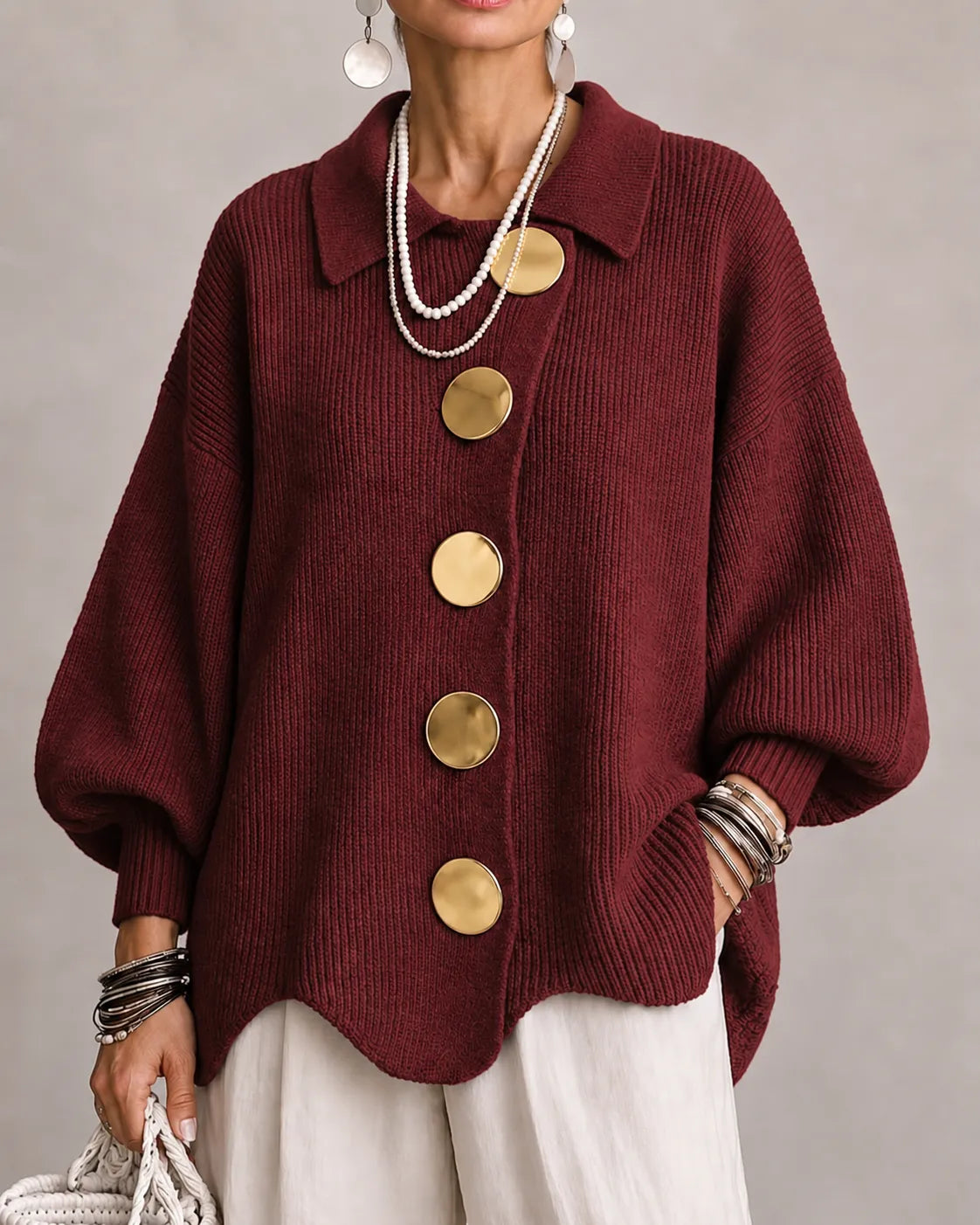 Elara | Oversized Button Knit Cardigan