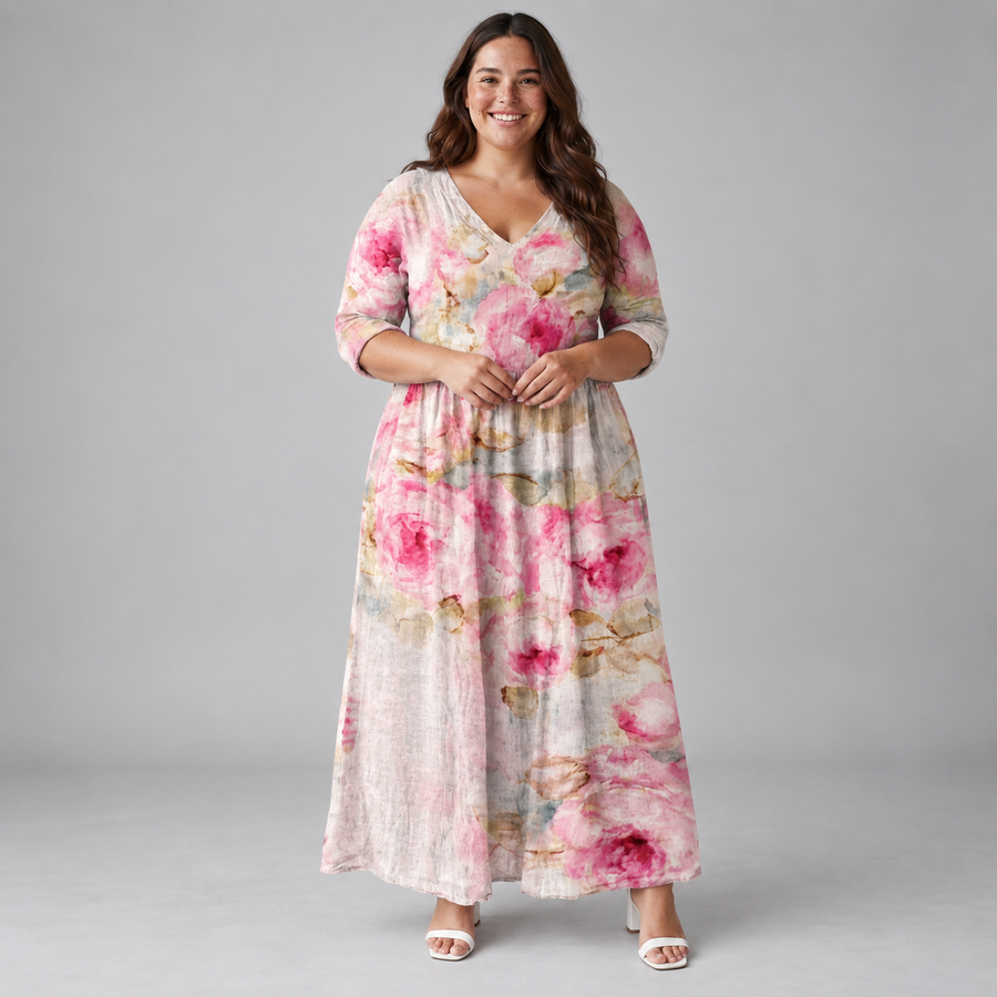 Rosabelle | Watercolor Bloom Maxi Dress