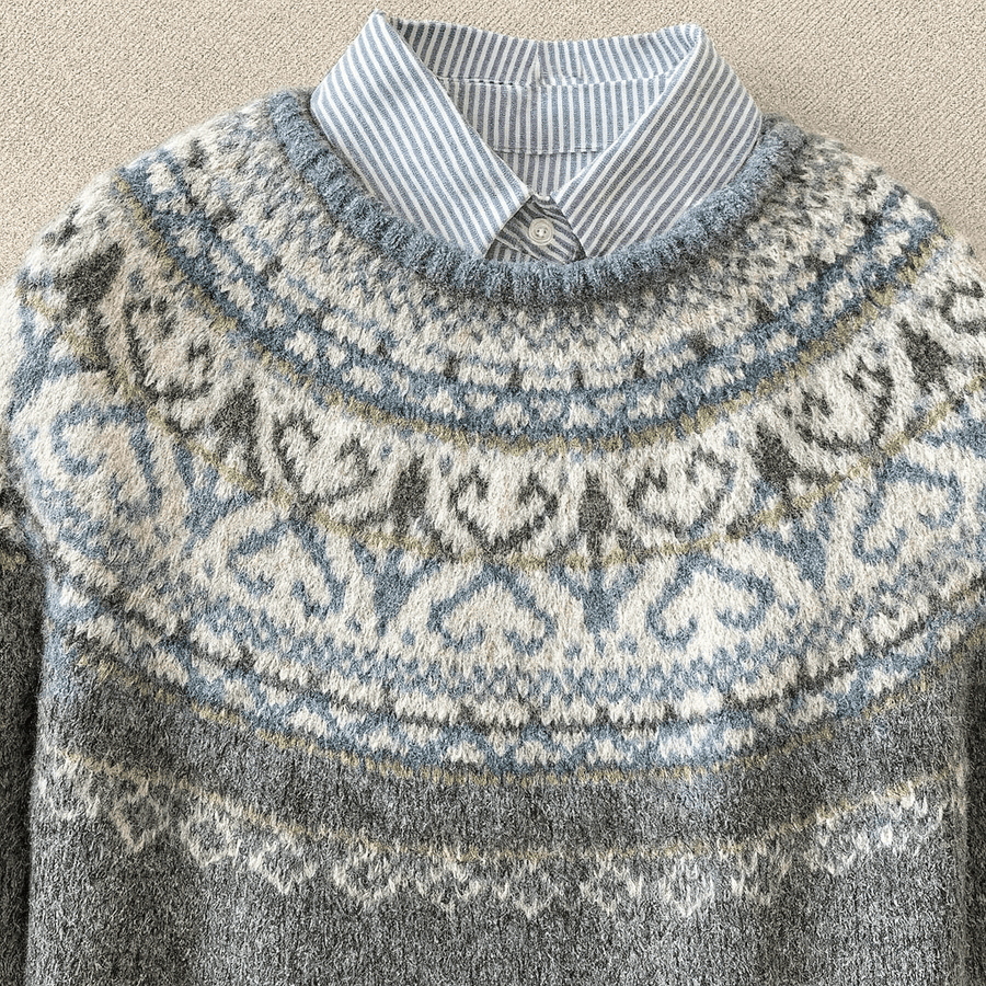 Cheryl™ Chic Vintage Knit Sweater from THE WHITMORE FAMILY, featuring a cozy, stylish knit design in a classic pattern.