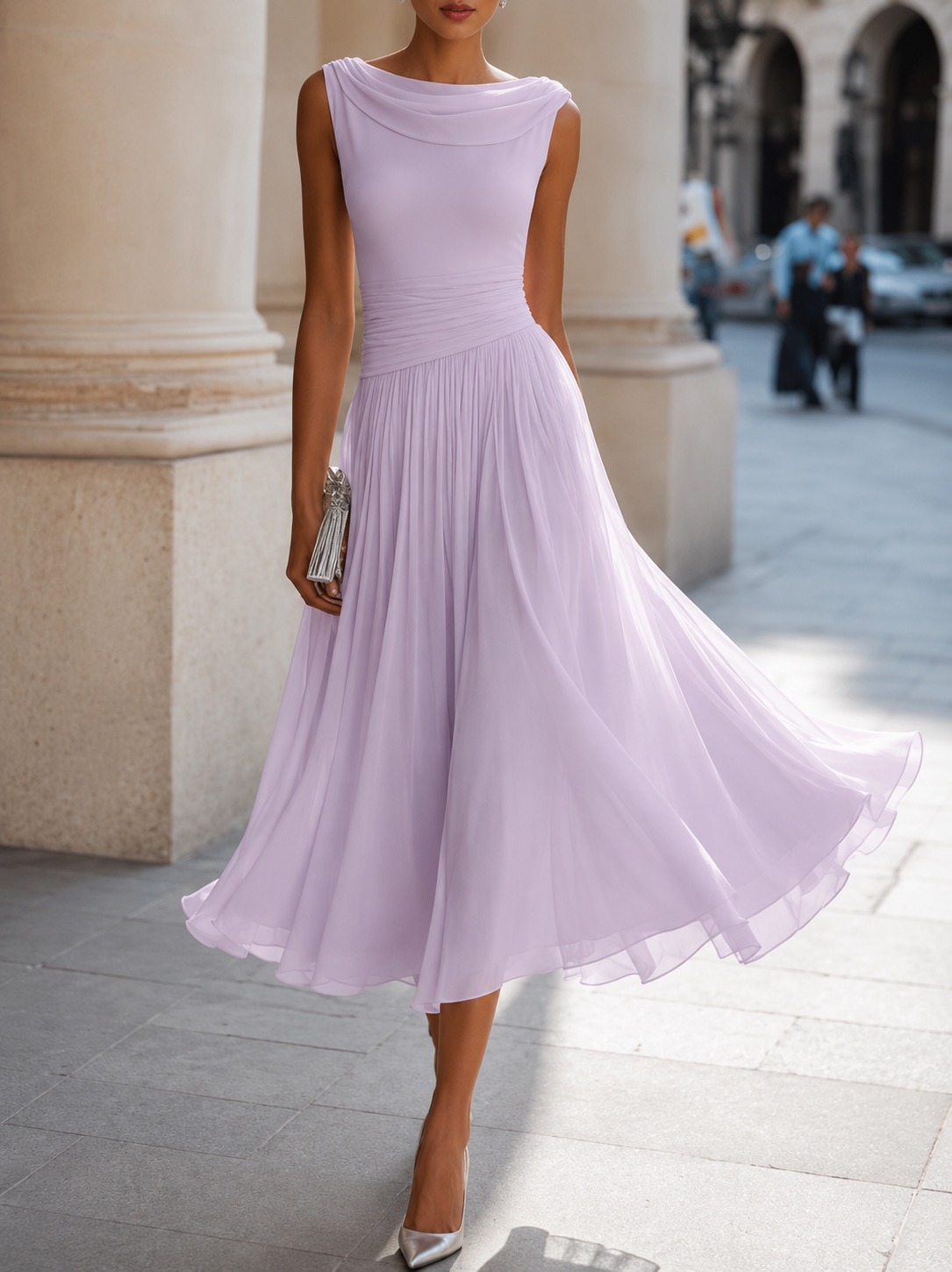 ELVENA™ | Pleated Midi Dress