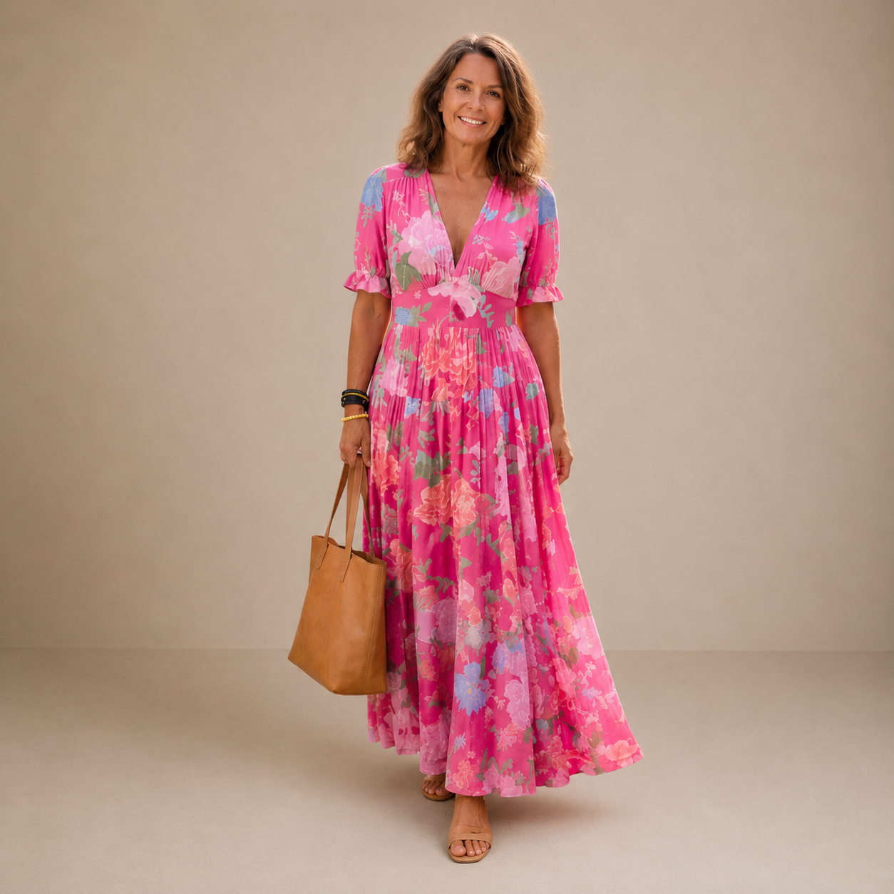 ELVENA™ | Floral V-Neck Maxi Dress