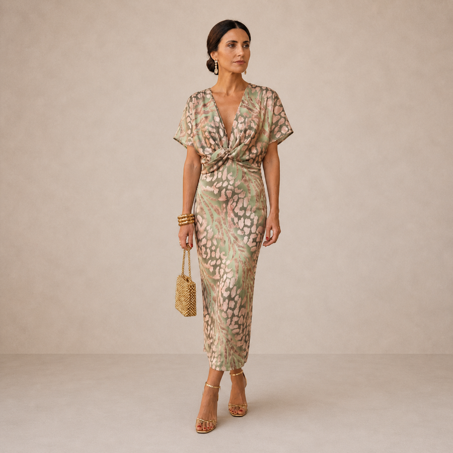 ELVENA™ | Ruffle Sleeve Midi Dress