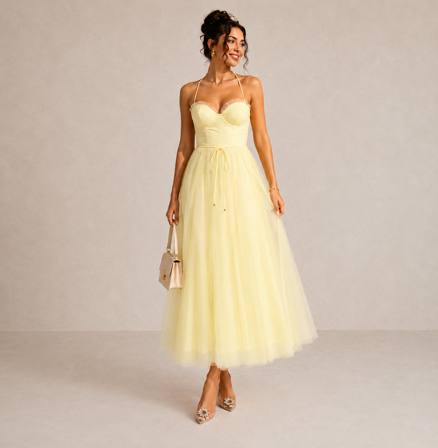 ELVENA™ | Cinched Waist Midi Dress