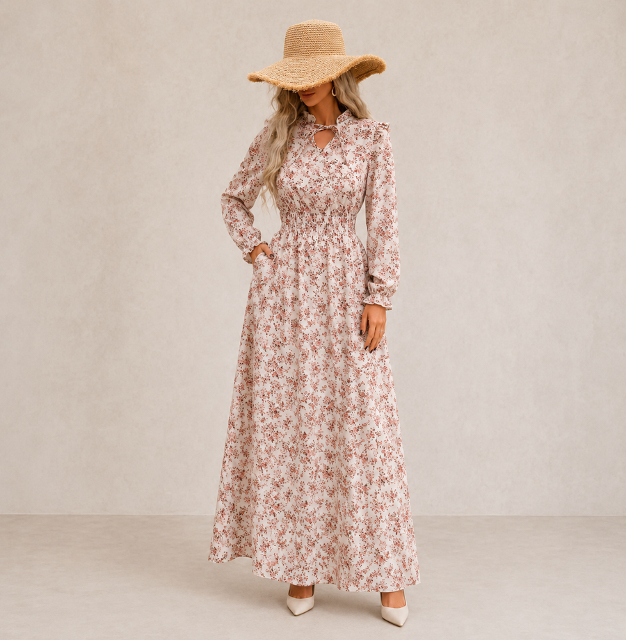 ELVENA™ | Romantic Long-Sleeve Maxi Dress