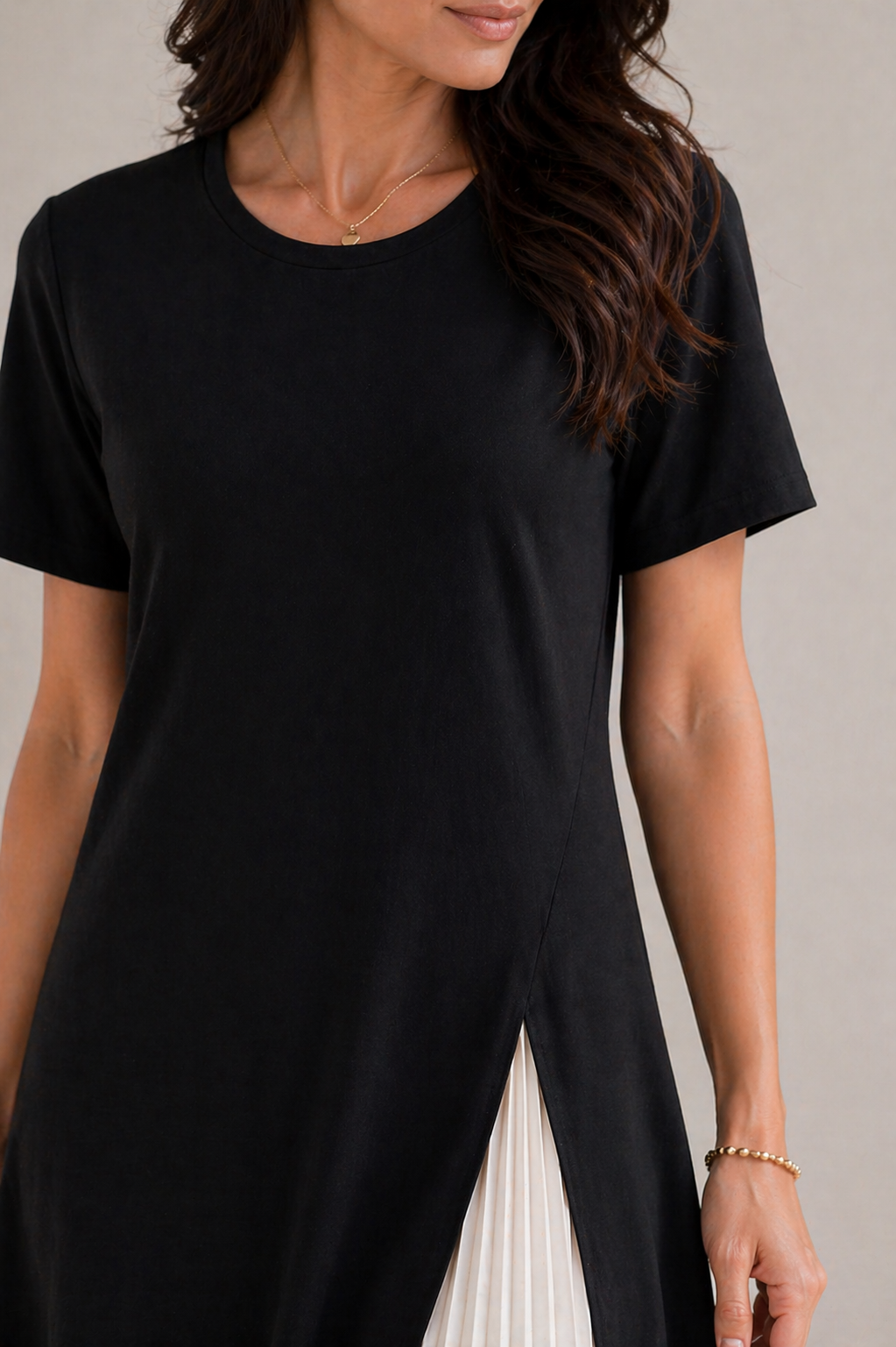 ELVENA™ | Pleated Panel Midi Dress