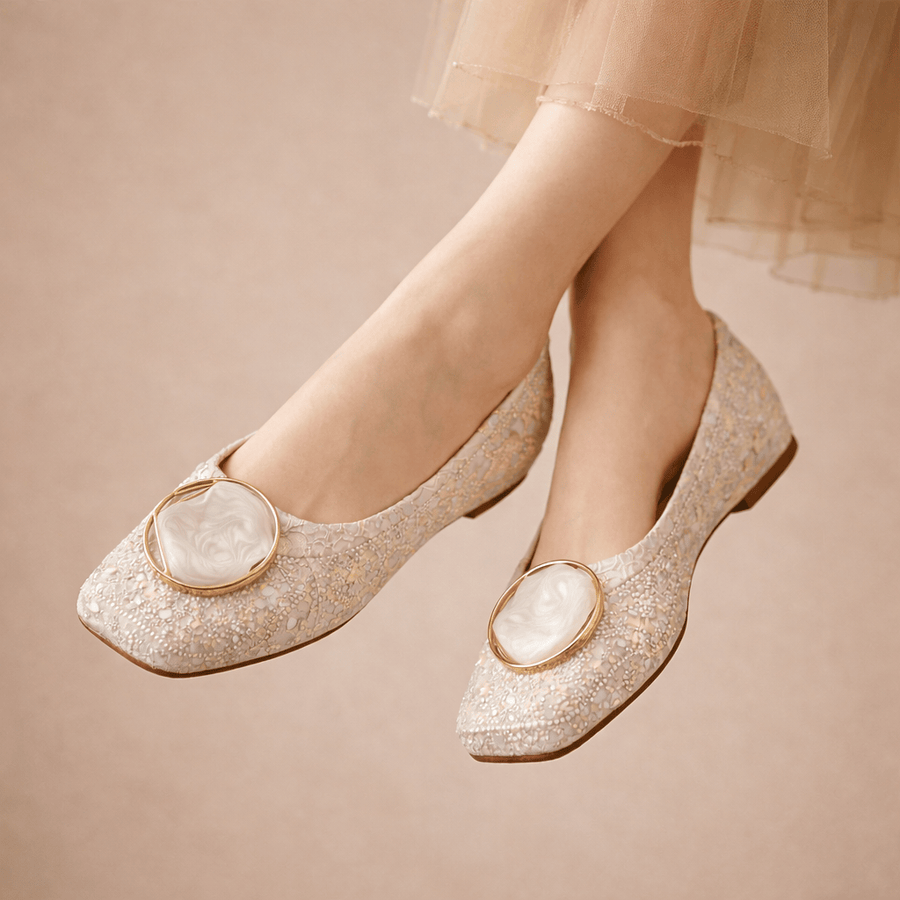 Orabella flats by THE WHITMORE FAMILY featuring stylish, comfortable footwear with a sleek design and soft fabric material.