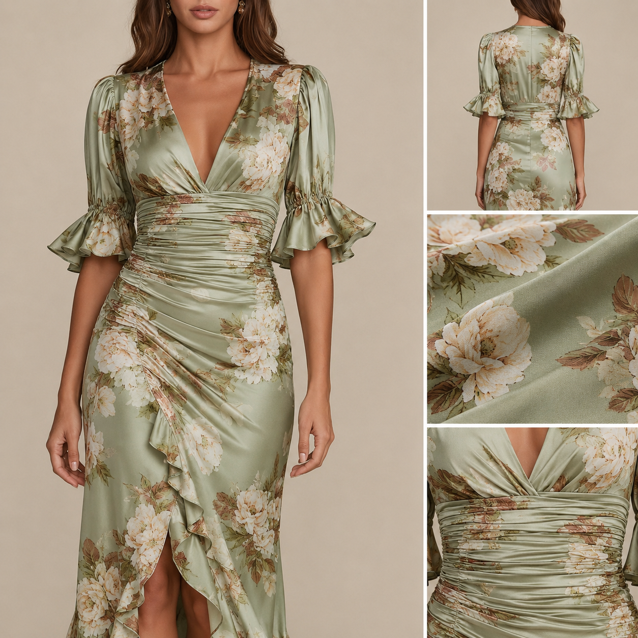 ELVENA™ | Ruched Floral Maxi Dress