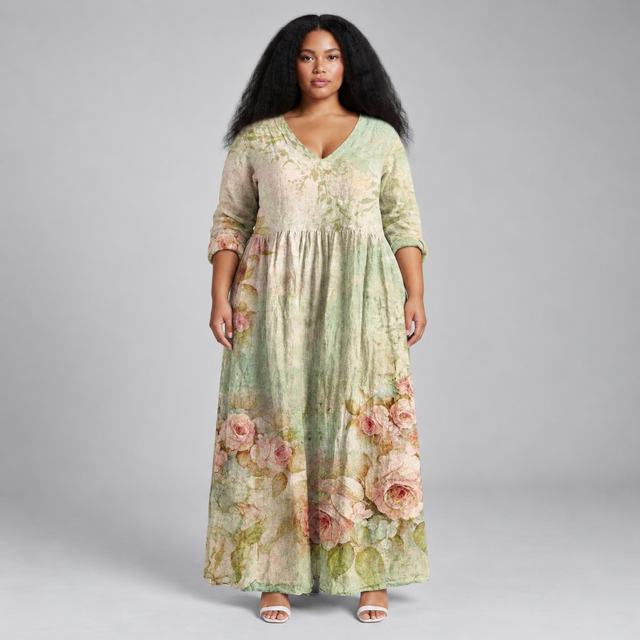 Evelisse | Sage Rose Maxi Dress