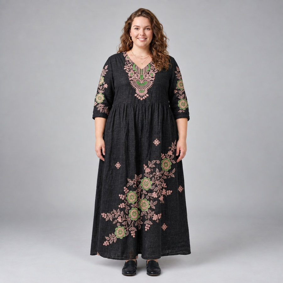 Amarisse | Midnight Embroidery Maxi Dress