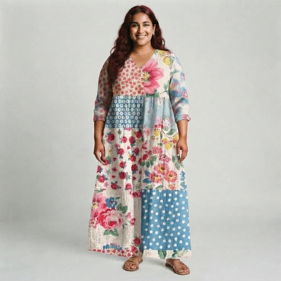 Rosalie | Patchwork Floral Maxi Dress