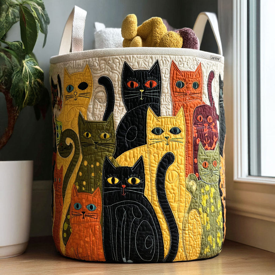 Cozy Cat Carnival |  Quilted Storage Basket