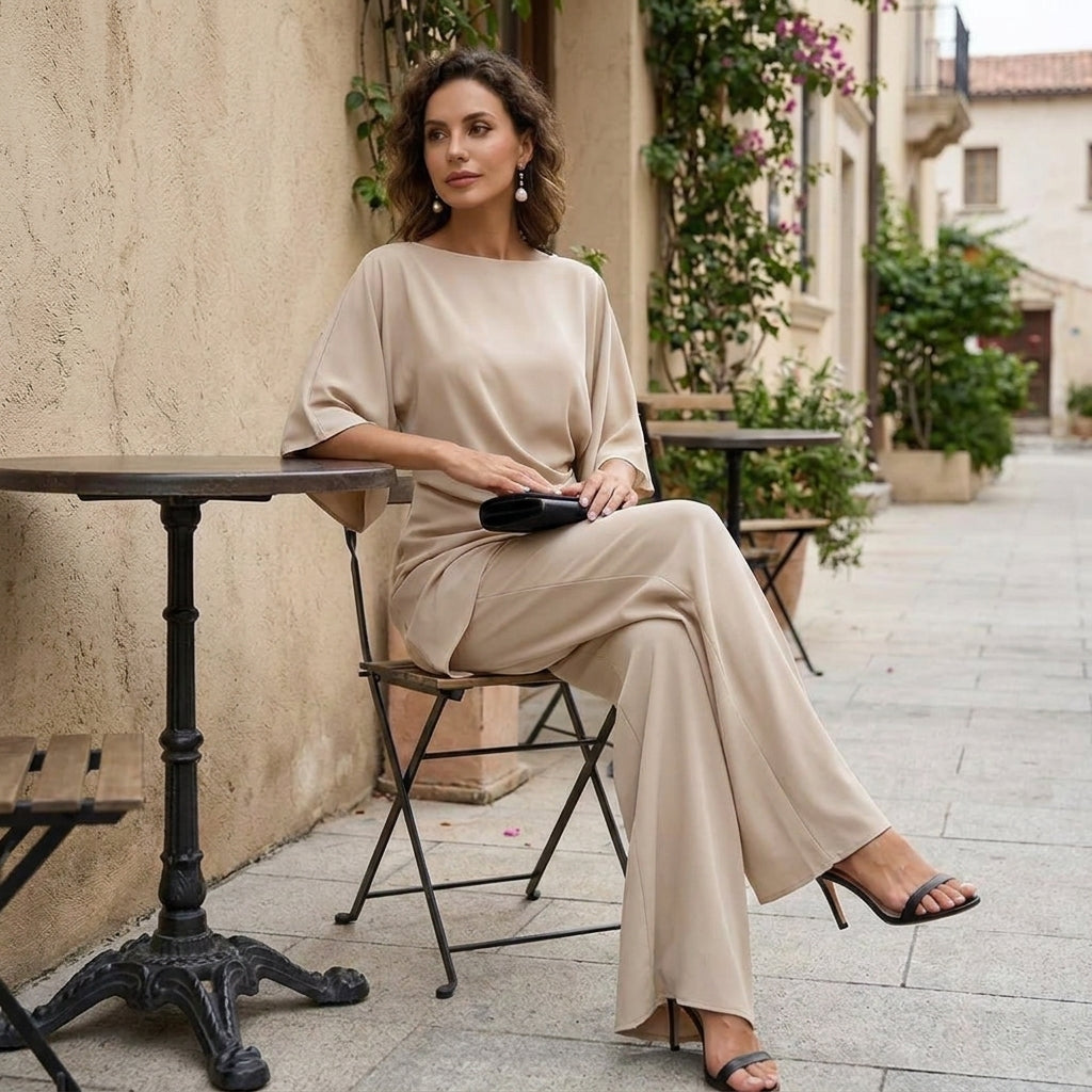 Gabriella | Two-Piece Set with Draped Blouse and Wide Pants