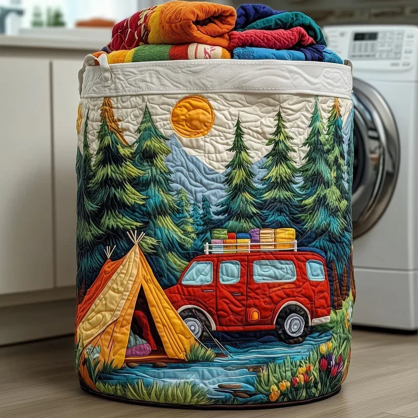 Cozy Camper Quilted Laundry Basket