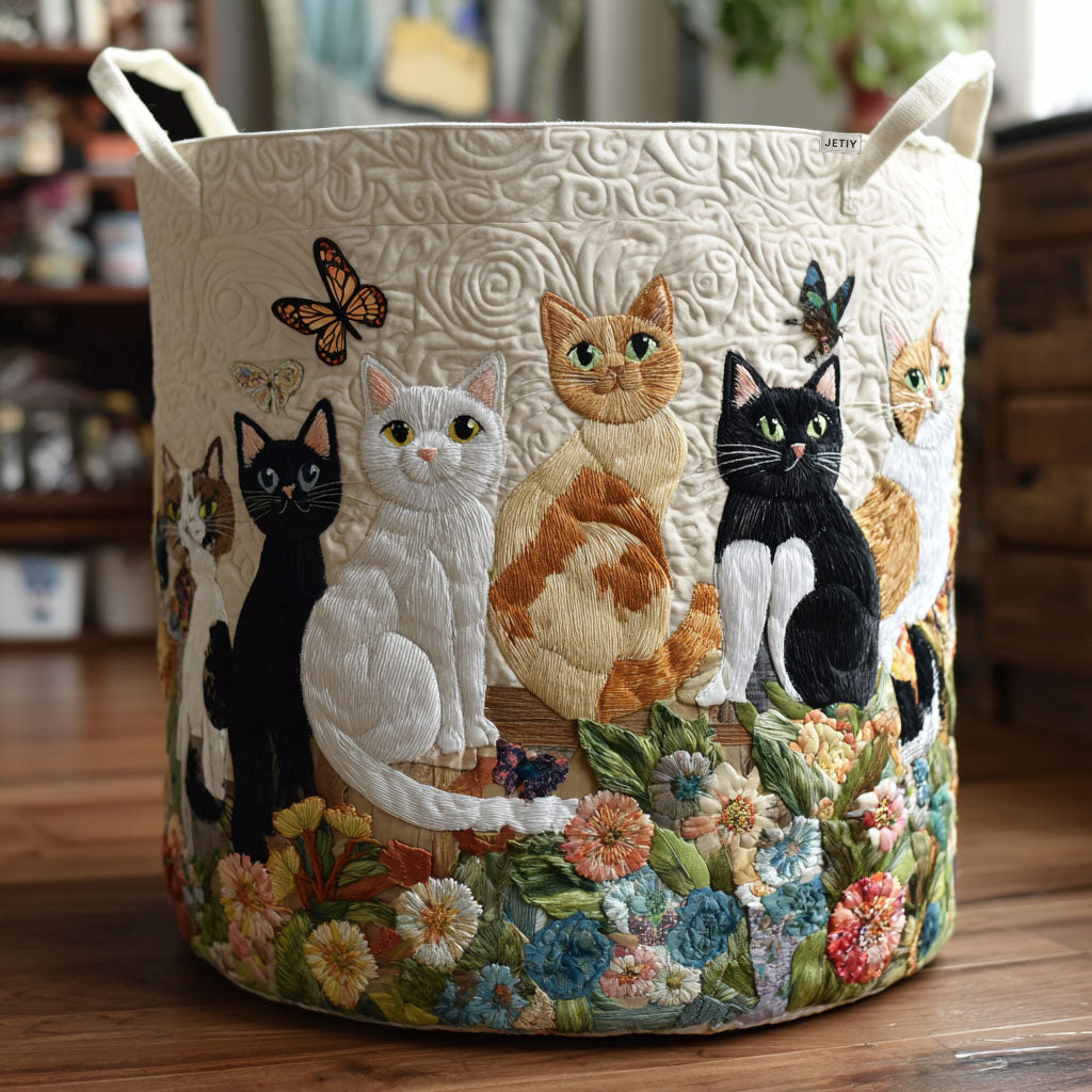 Garden Cats | Quilted Storage Basket
