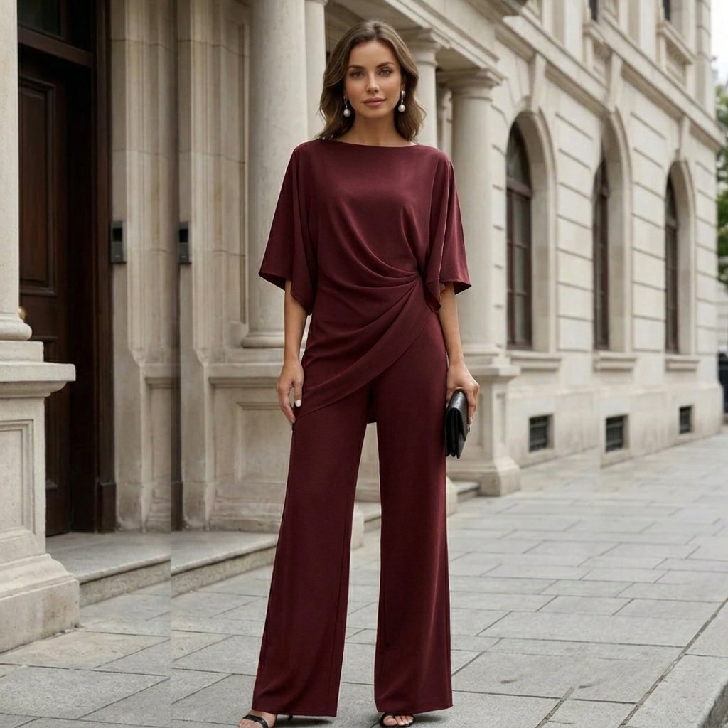 Gabriella | Two-Piece Set with Draped Blouse and Wide Pants