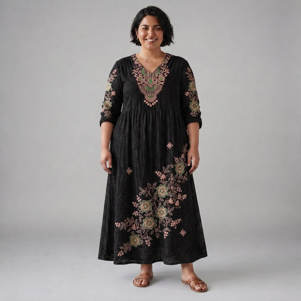 Zafira | Embroidered Elegance Maxi Dress