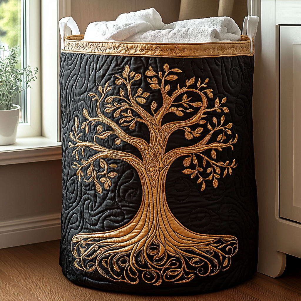 Tree of Life | Quilted Storage Basket