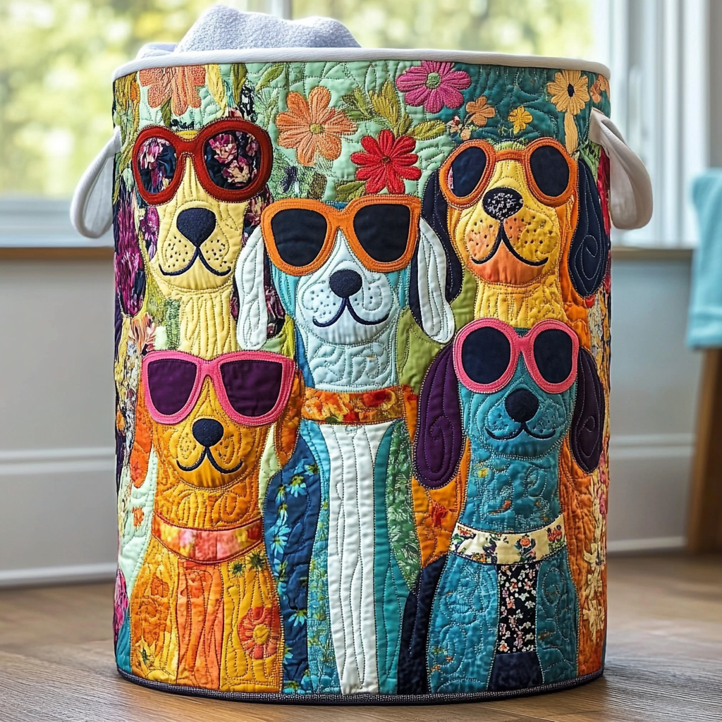 Happy Dogs | Quilted Storage Basket