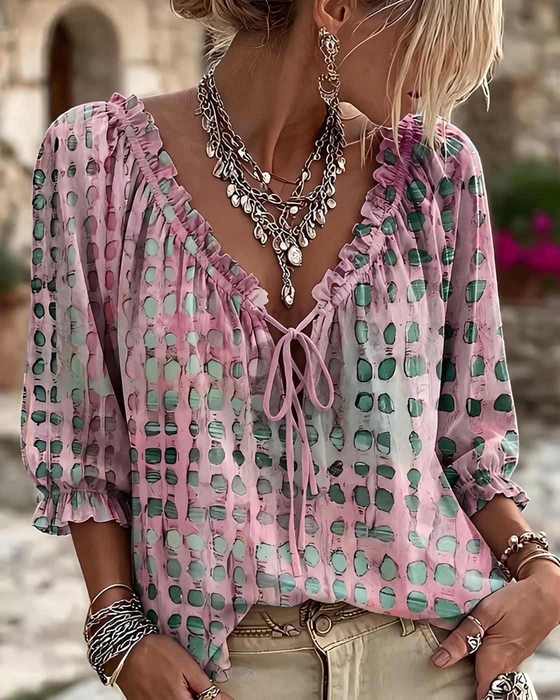 Candice - Fashionable Polka-Dot Blouse