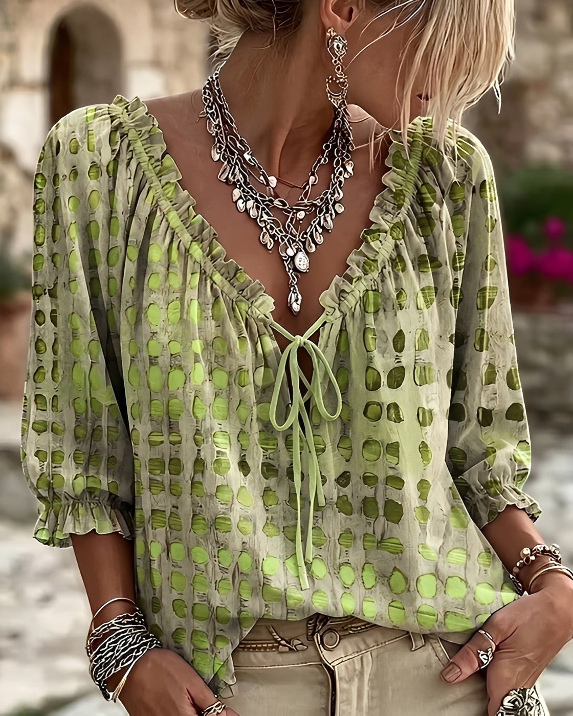 Candice - Fashionable Polka-Dot Blouse