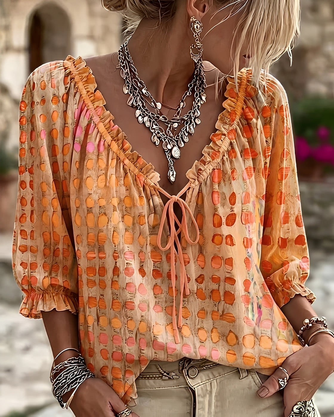 Candice - Fashionable Polka-Dot Blouse