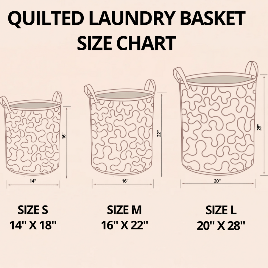 Bright Meadow quilted laundry basket by THE WHITMORE FAMILY, featuring a soft, padded design with a spacious interior for laundry storage.