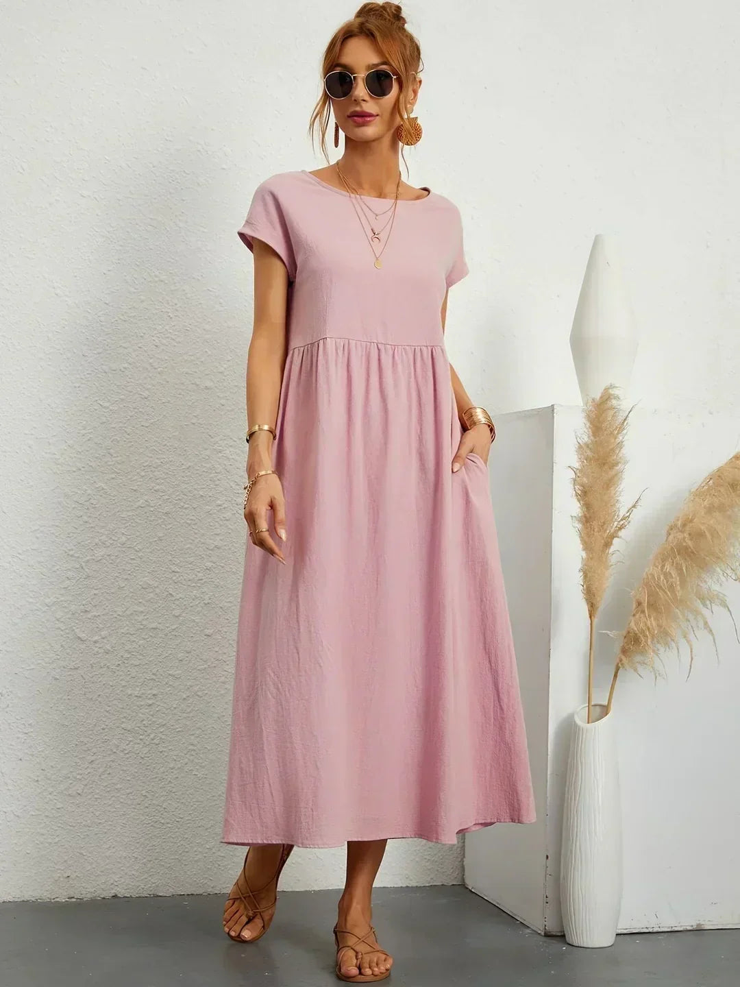 ELVENA™ | Breathable White Midi Dress
