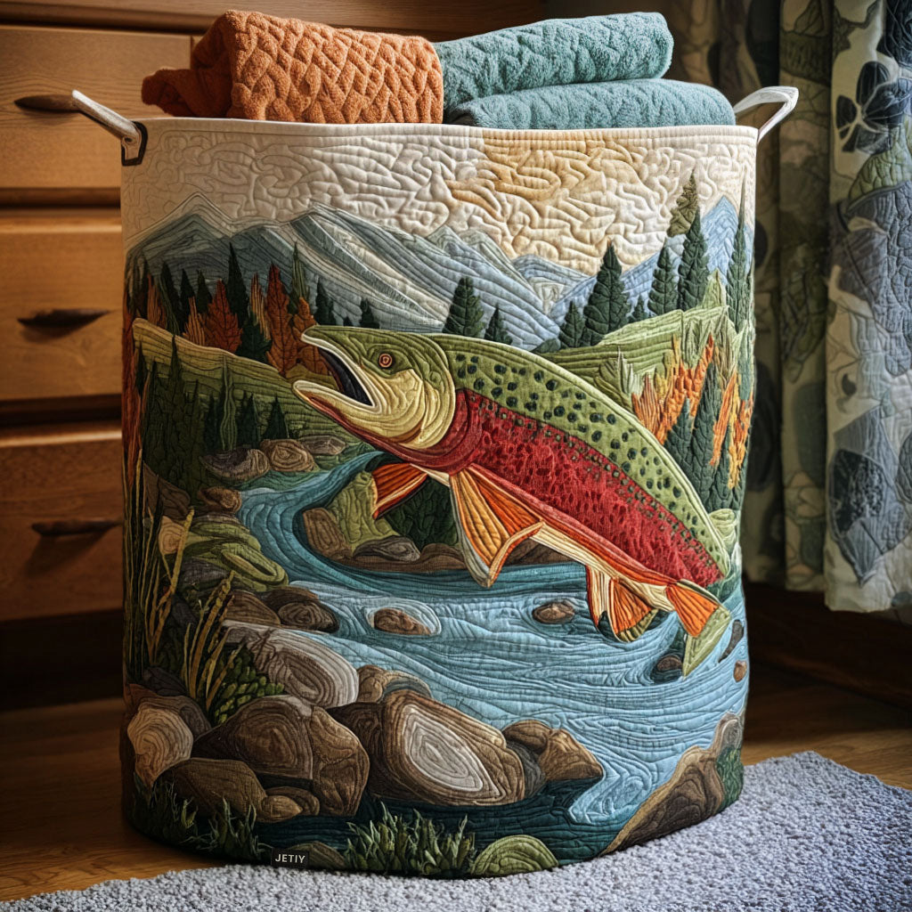 Mountain Stream Serenity | Quilted Storage Basket