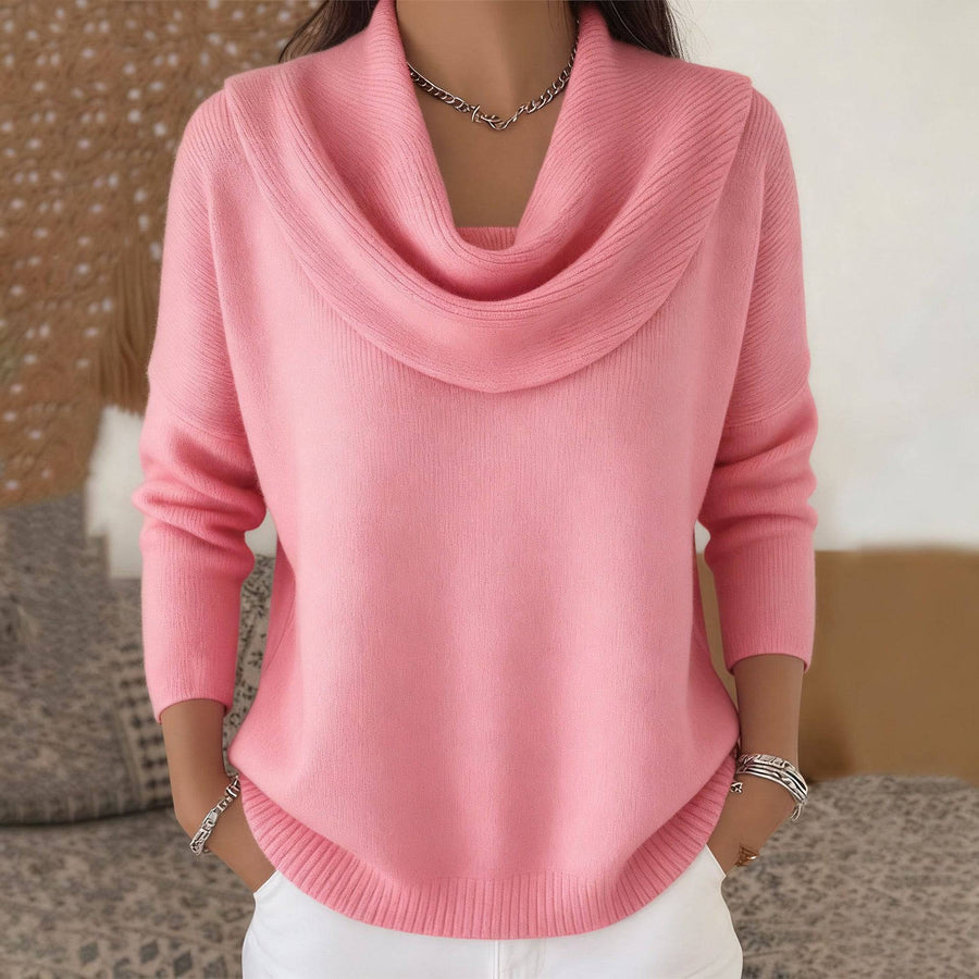 Juliette™ cowl neck sweater by THE WHITMORE FAMILY, featuring a cozy knit design and soft fabric in a stylish silhouette.