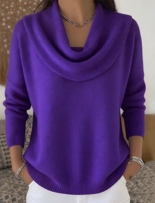 Women's cowl neck jumper sweater by THE WHITMORE FAMILY featuring a cozy, stylish design and soft fabric in neutral tones.