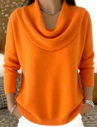 Women’s cowl neck jumper sweater by THE WHITMORE FAMILY featuring a cozy, stylish design with a draped neckline and soft knit fabric.