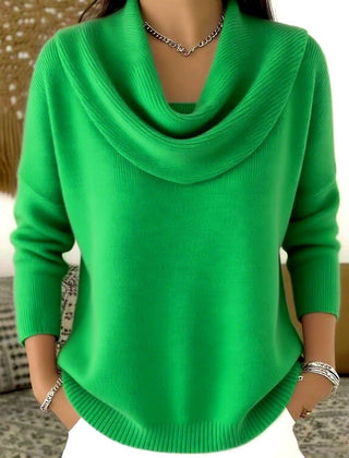 Cowl neck women's sweater by THE WHITMORE FAMILY, soft knit jumper with a cozy cowl neckline and long sleeves.