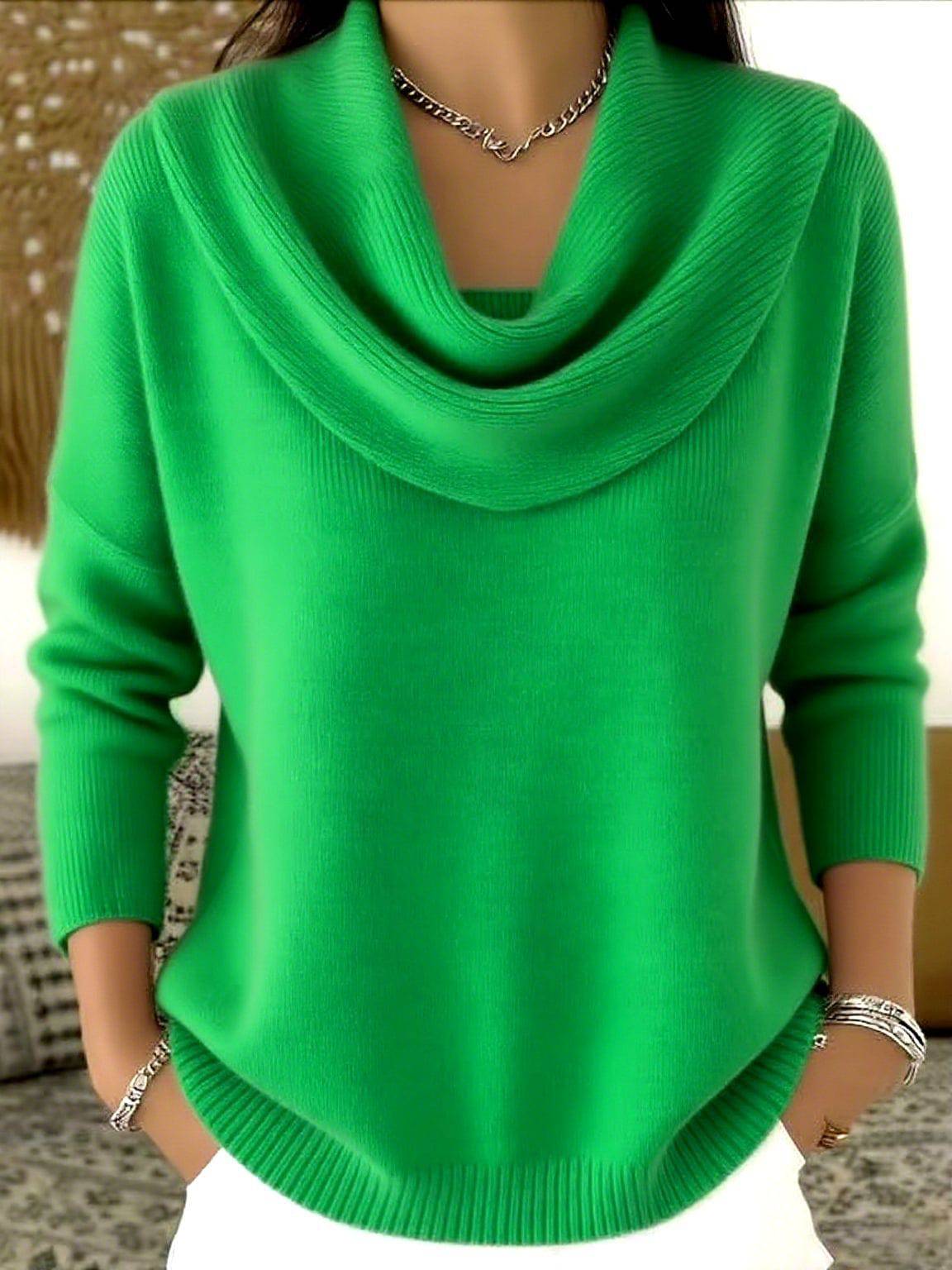 Cowl neck women's sweater by THE WHITMORE FAMILY, soft knit jumper with a cozy cowl neckline and long sleeves.