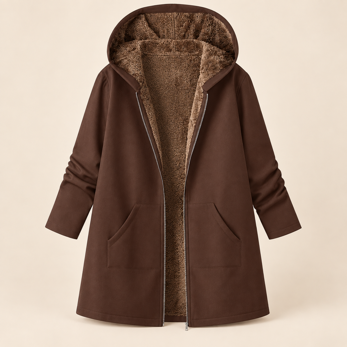Evelyn™ | Cozy Sherpa-Lined Hooded Coat