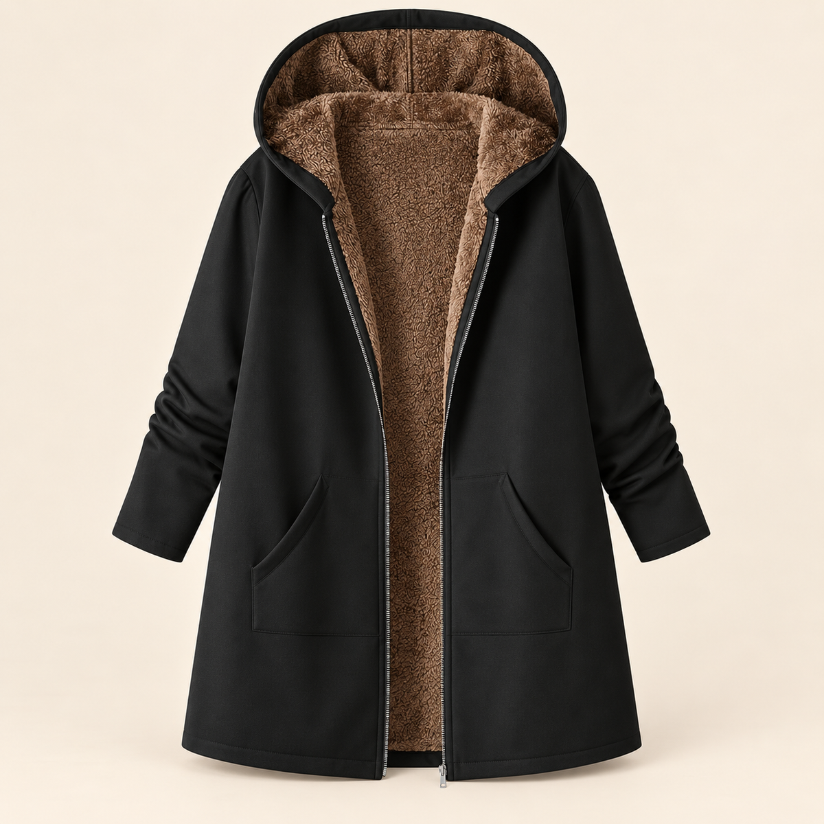 Evelyn™ | Cozy Sherpa-Lined Hooded Coat