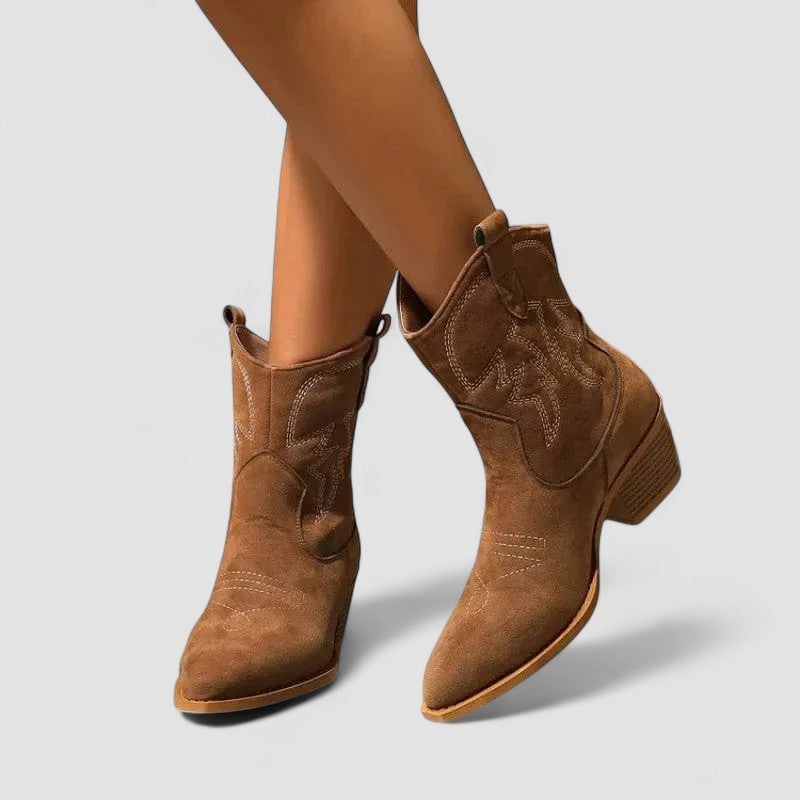 Darcy | Embroidered Western Ankle Boots