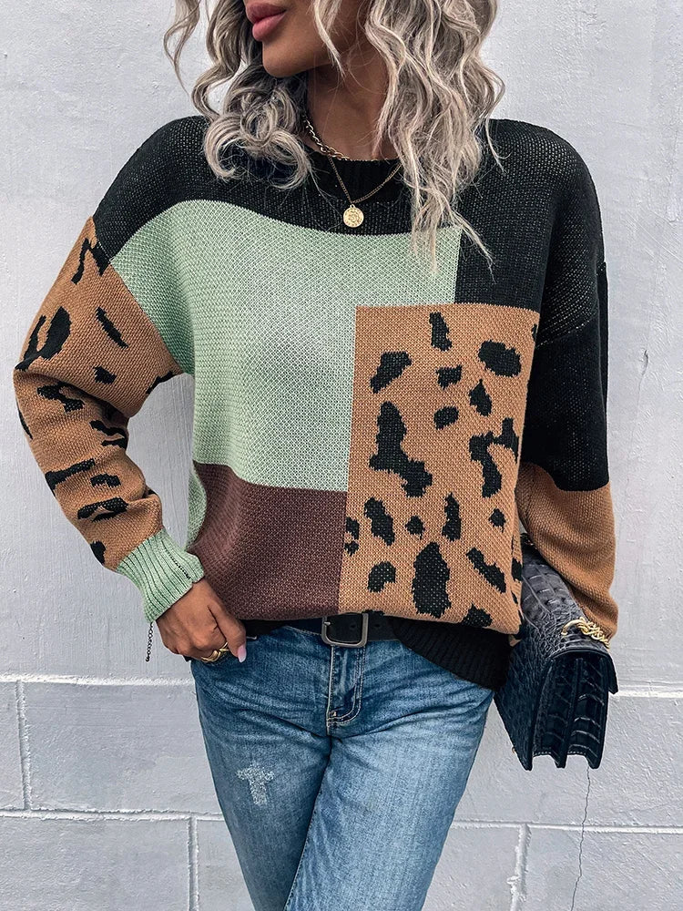 Le Clair | Vintage Leopard Patchwork Sweater
