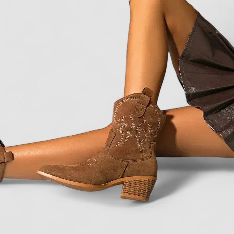 Darcy | Embroidered Western Ankle Boots