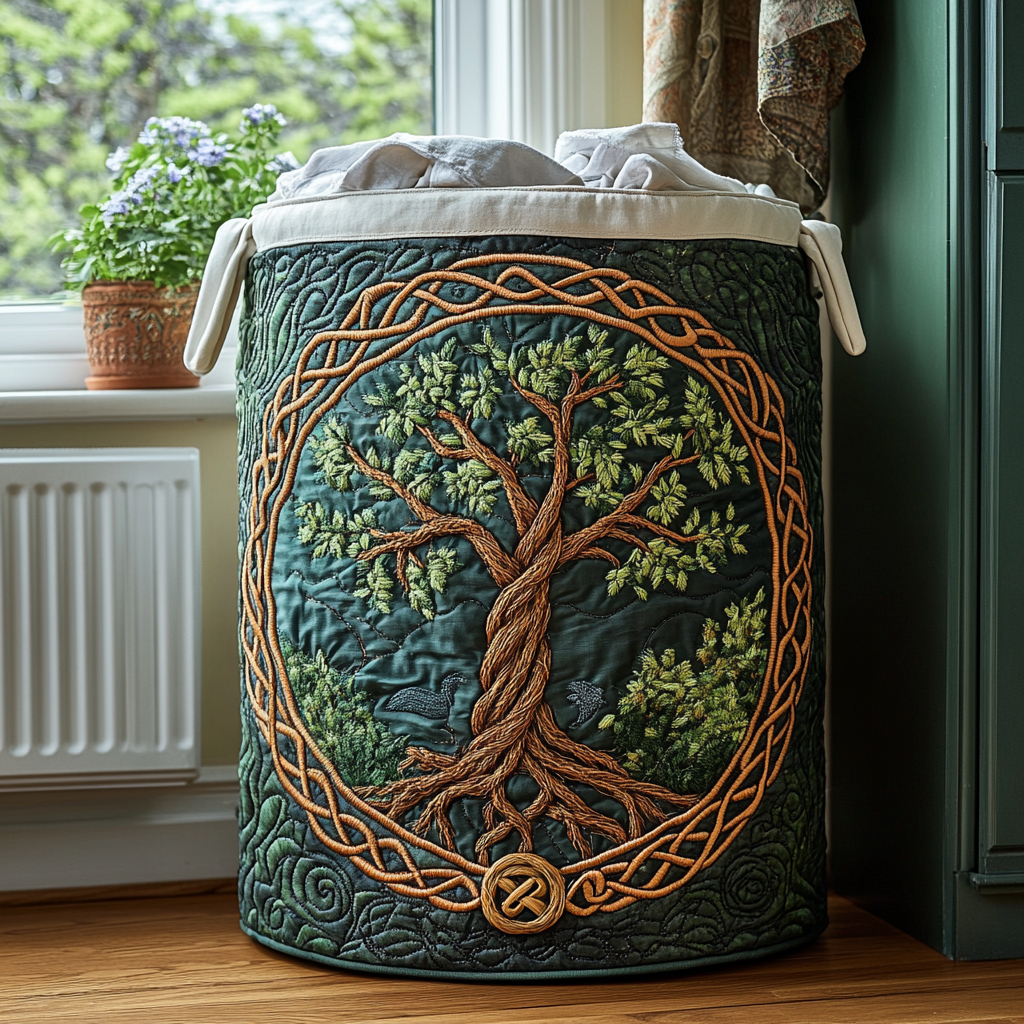 Tree of Life | Quilted Storage Basket