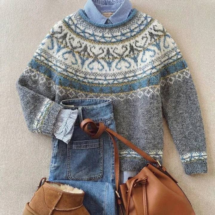 Cheryl™ Chic Vintage Knit Sweater by THE WHITMORE FAMILY, featuring a cozy, stylish knit design in a classic vintage style.