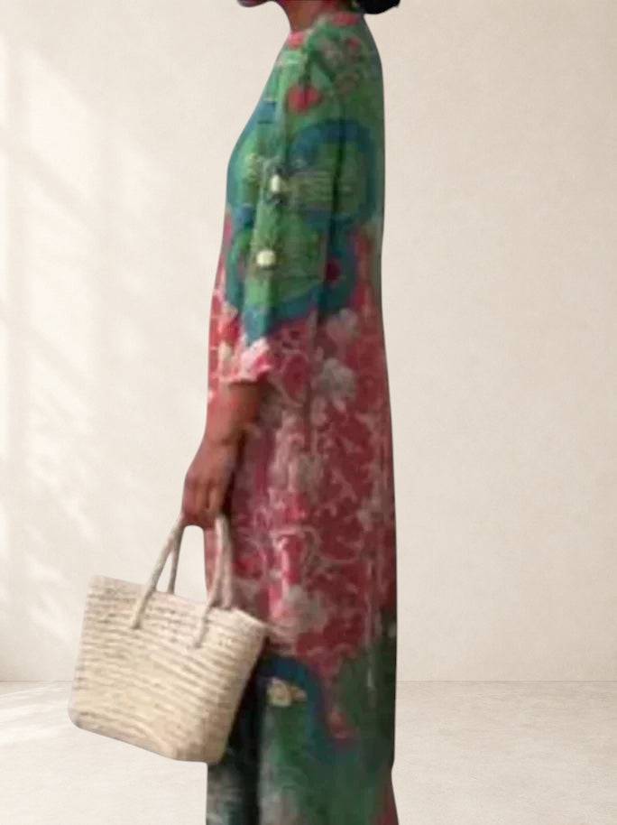 Elegant Kymberah midi dress by THE WHITMORE FAMILY, showcased in a sophisticated design with a fitted silhouette and stylish fabric.