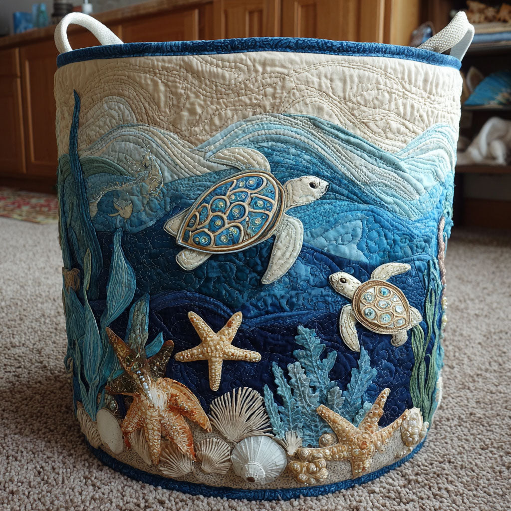 Turtle Ocean | Quilted Storage Basket