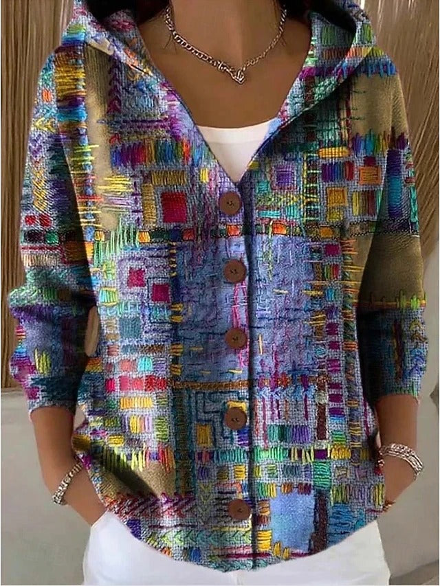 PATCHWORK HOODED VEST FOR WOMEN