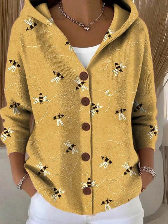 Sophia wearing the Vanessa™ elegant soft cardigan by THE WHITMORE FAMILY, a warm long women's cardigan in a cozy, stylish design