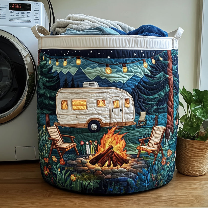 Camping Vibe Quilted Laundry Basket