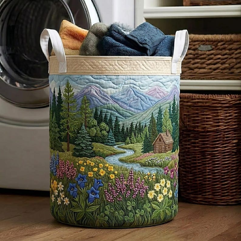 Spring Breeze Quilted Laundry Basket