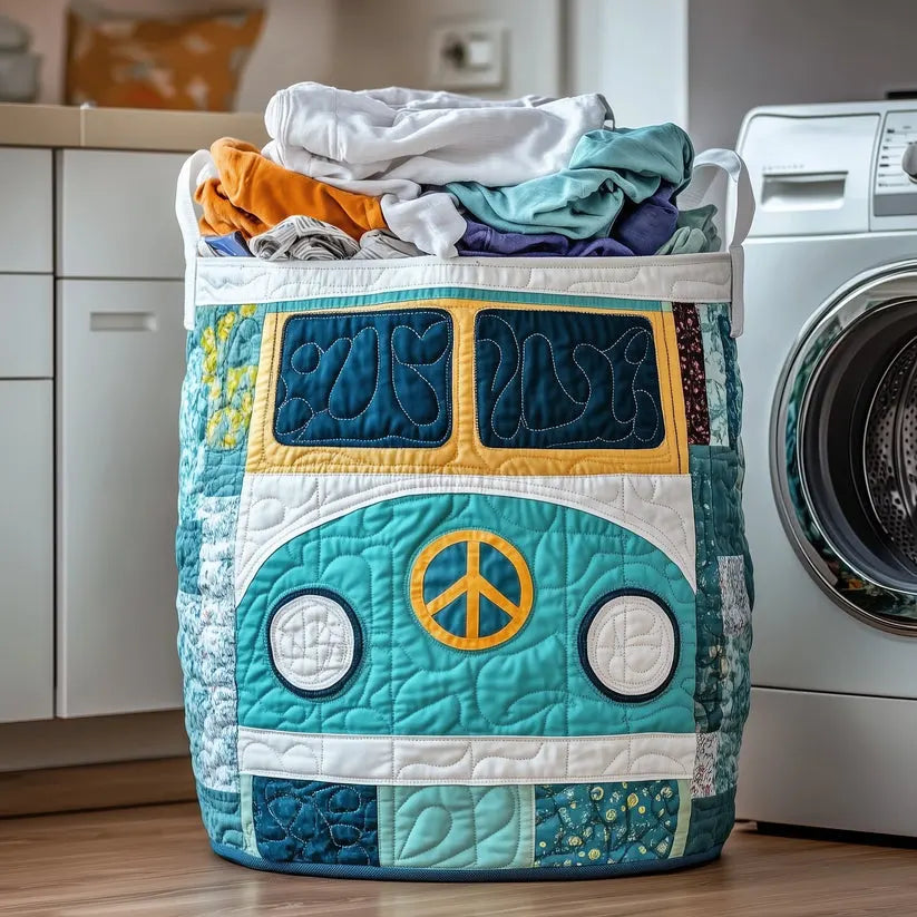 Hippie Van Quilted Laundry Basket