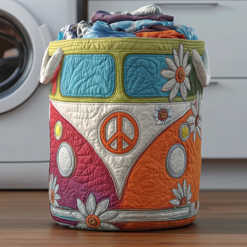 Hippie Van Quilted Laundry Basket